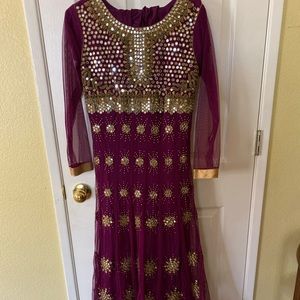 Purple Indian mirror anarkali, (wedding, Sangeet)